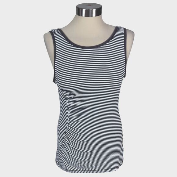 Lole Large Gray White Striped Tank Top Wicking Stretch UPF 50 - Picture 1 of 8